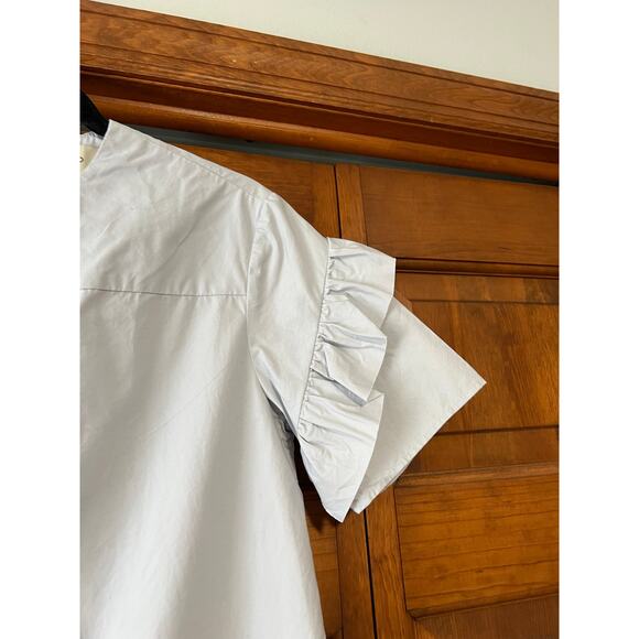 Yune Ho Women’s Cotton Blouse Button Back Ruffle Sleeves Light Blue Size 36 (S) - Picture 3 of 10